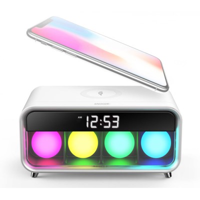 LED Digital Night Light Wireless Phone Charger With Alarm Clock